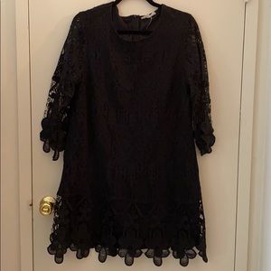 Black floral lace dress